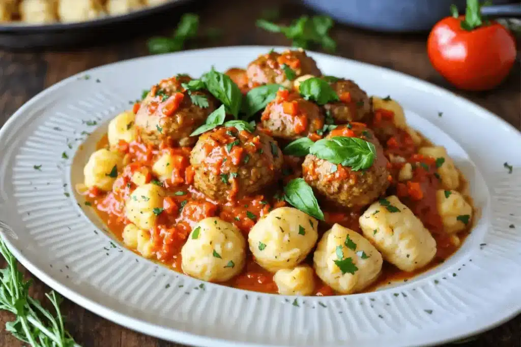 Tuscan Delicacies with Crockpot Italian Chicken Meatballs and Gnocchi