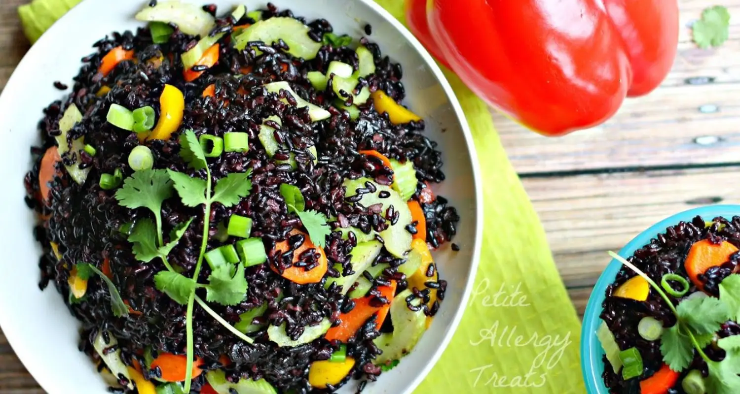 Vegan Black Rice Salad with Crunchy Vegetables